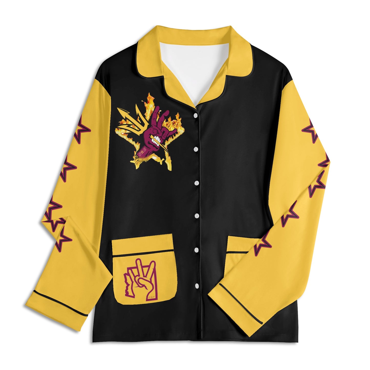 Sun Devil Forks Up Edition Unisex Long Sleeve Adult Nightwear Pajama Set