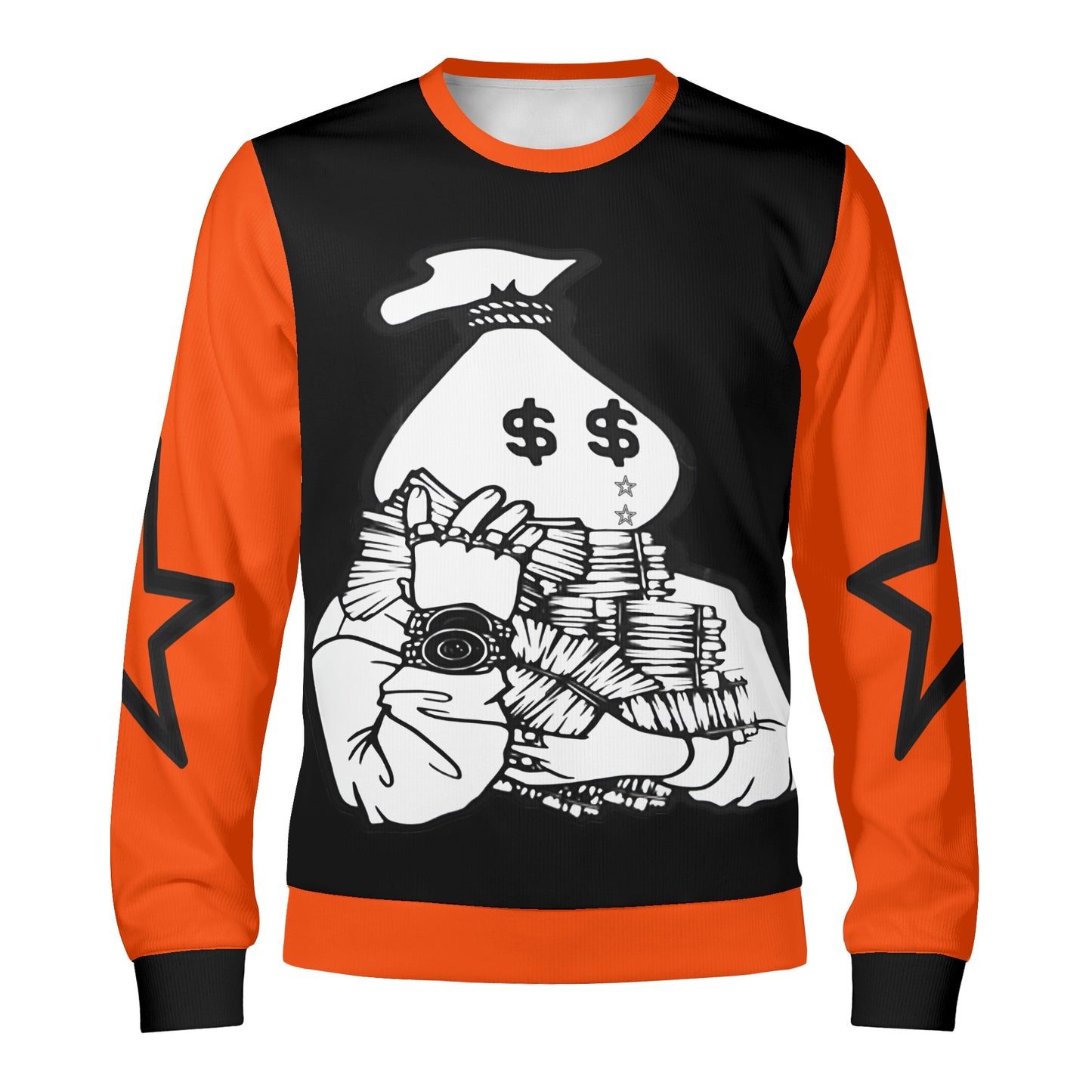 Money Man D.G.D.E (Dont Grind, Dont Eat) Black/DarkOrange Adult Crewneck Sweatshirt