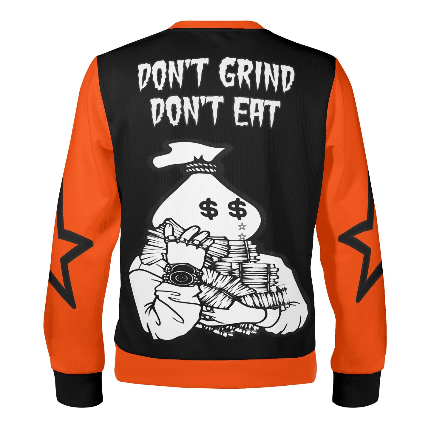 Money Man D.G.D.E (Dont Grind, Dont Eat) Black/DarkOrange Adult Crewneck Sweatshirt