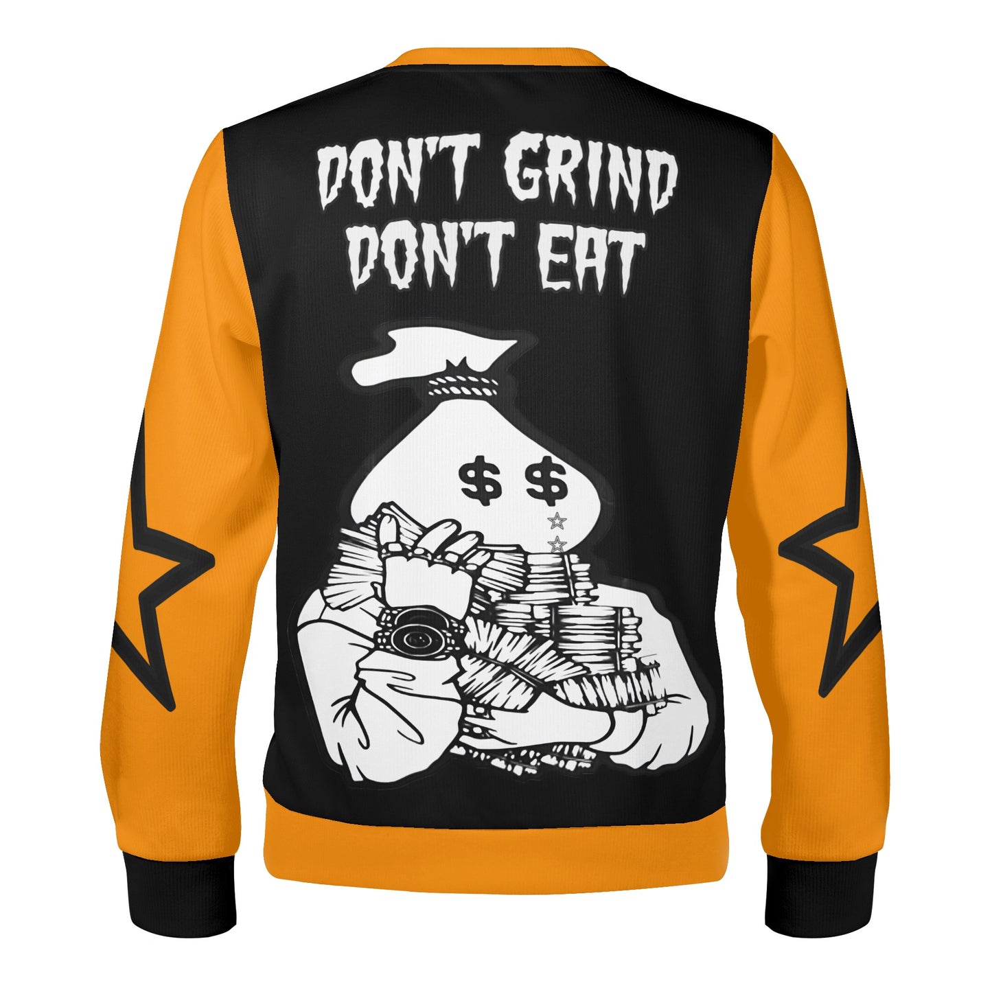 Money Man D.G.D.E (Dont Grind, Dont Eat) Black/Orange Adult Crewneck Sweatshirt