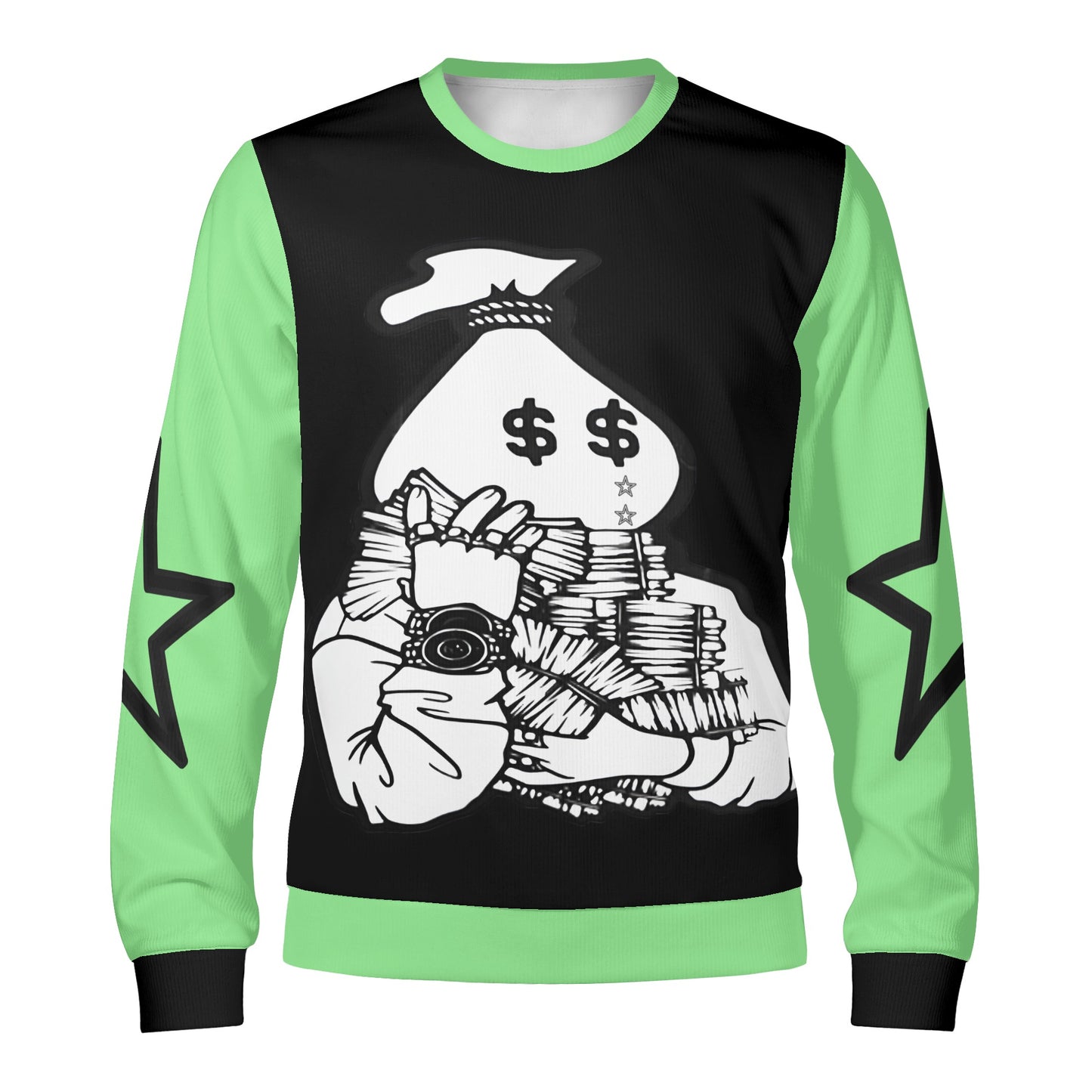 Money Man D.G.D.E (Dont Grind, Dont Eat) Black/MintGreen Adult Crewneck Sweatshirt