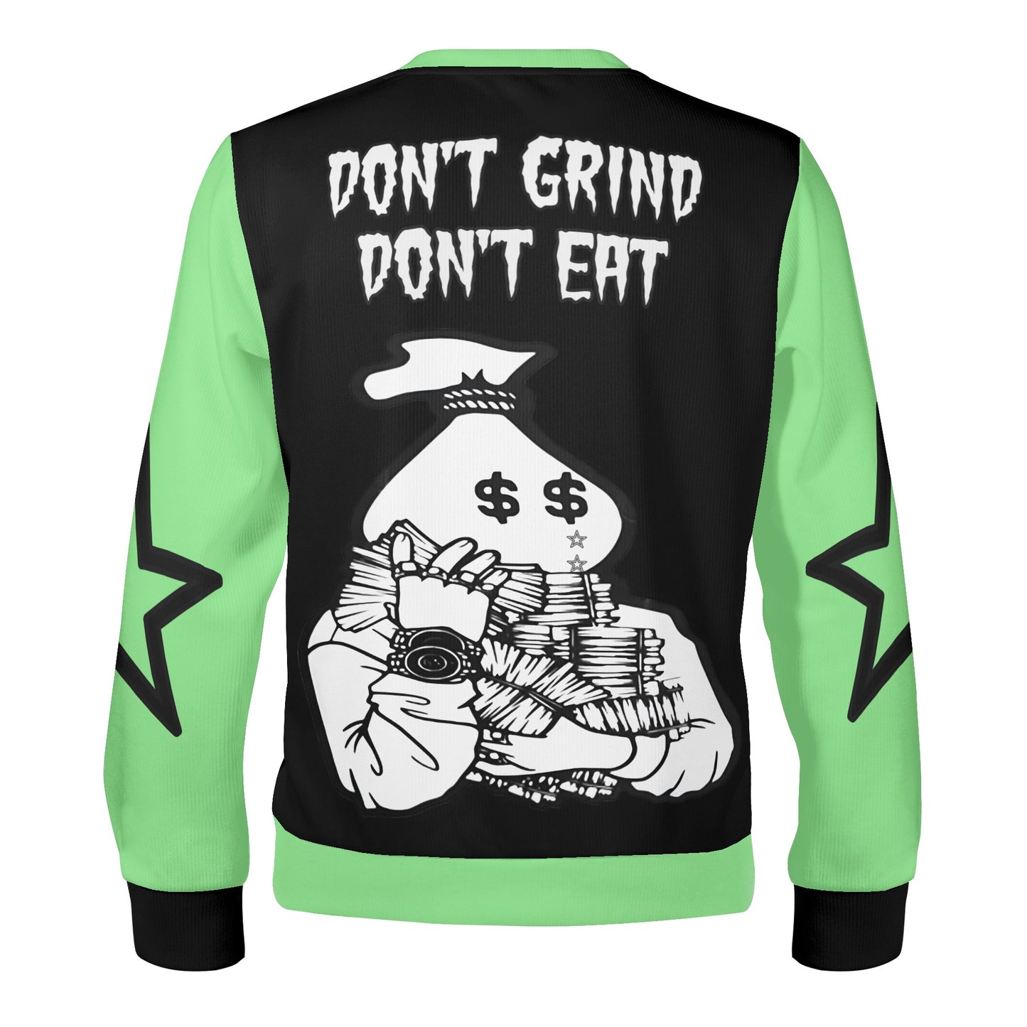 Money Man D.G.D.E (Dont Grind, Dont Eat) Black/MintGreen Adult Crewneck Sweatshirt