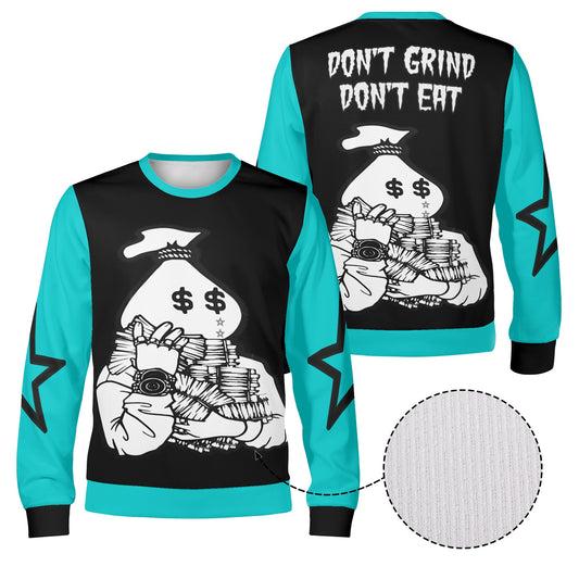 Money Man D.G.D.E (Dont Grind, Dont Eat) Black/Turquoise Adult Crewneck Sweatshirt