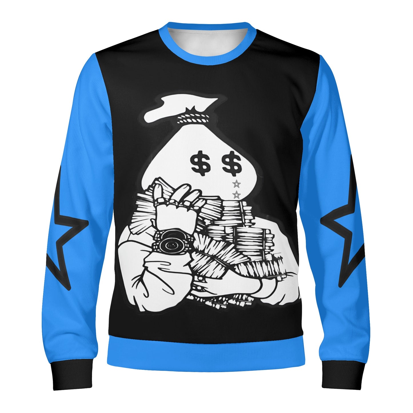 Money Man D.G.D.E (Dont Grind, Dont Eat) Black/Blue Adult Crewneck Sweatshirt