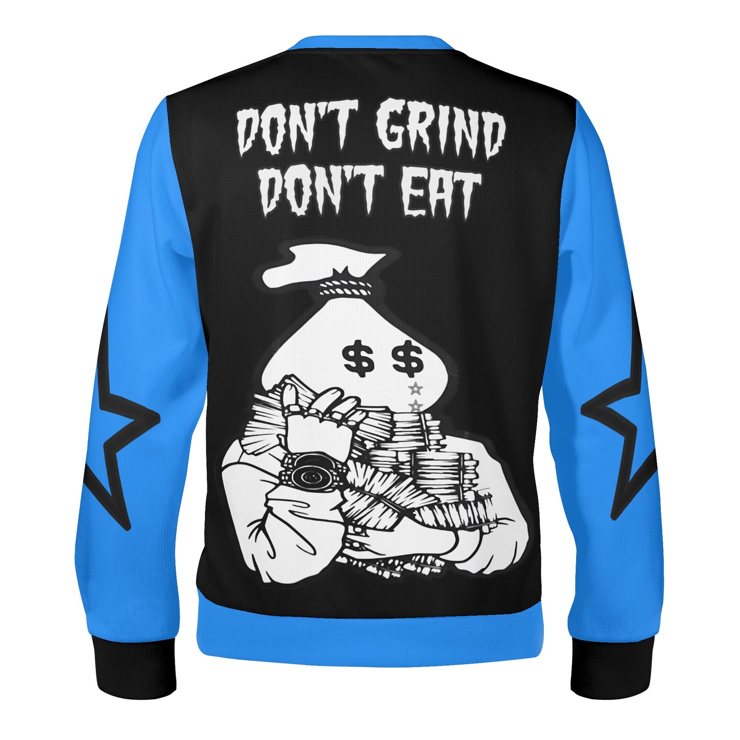 Money Man D.G.D.E (Dont Grind, Dont Eat) Black/Blue Adult Crewneck Sweatshirt