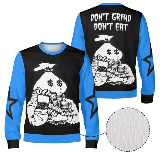 Money Man D.G.D.E (Dont Grind, Dont Eat) Black/Blue Adult Crewneck Sweatshirt