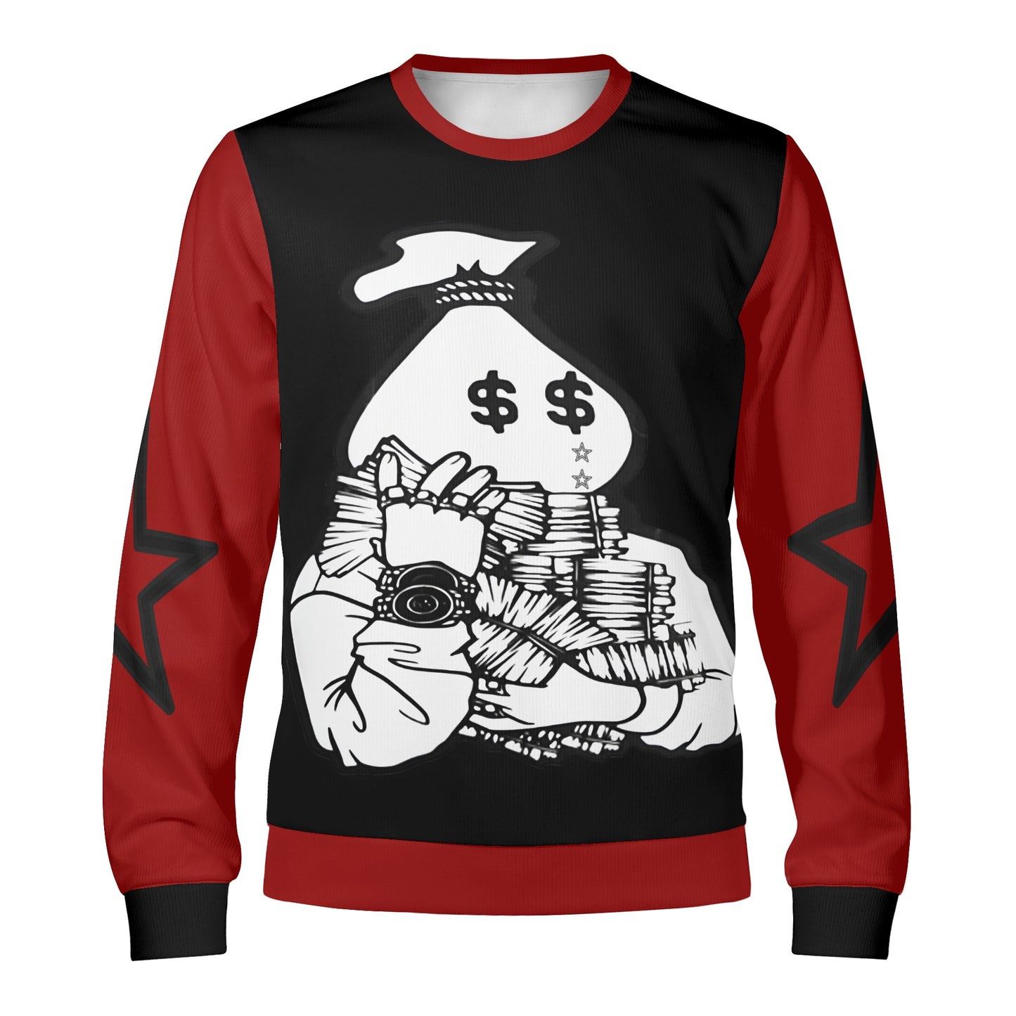 Money Man D.G.D.E (Dont Grind, Dont Eat) Black/Maroon Adult Crewneck Sweatshirt