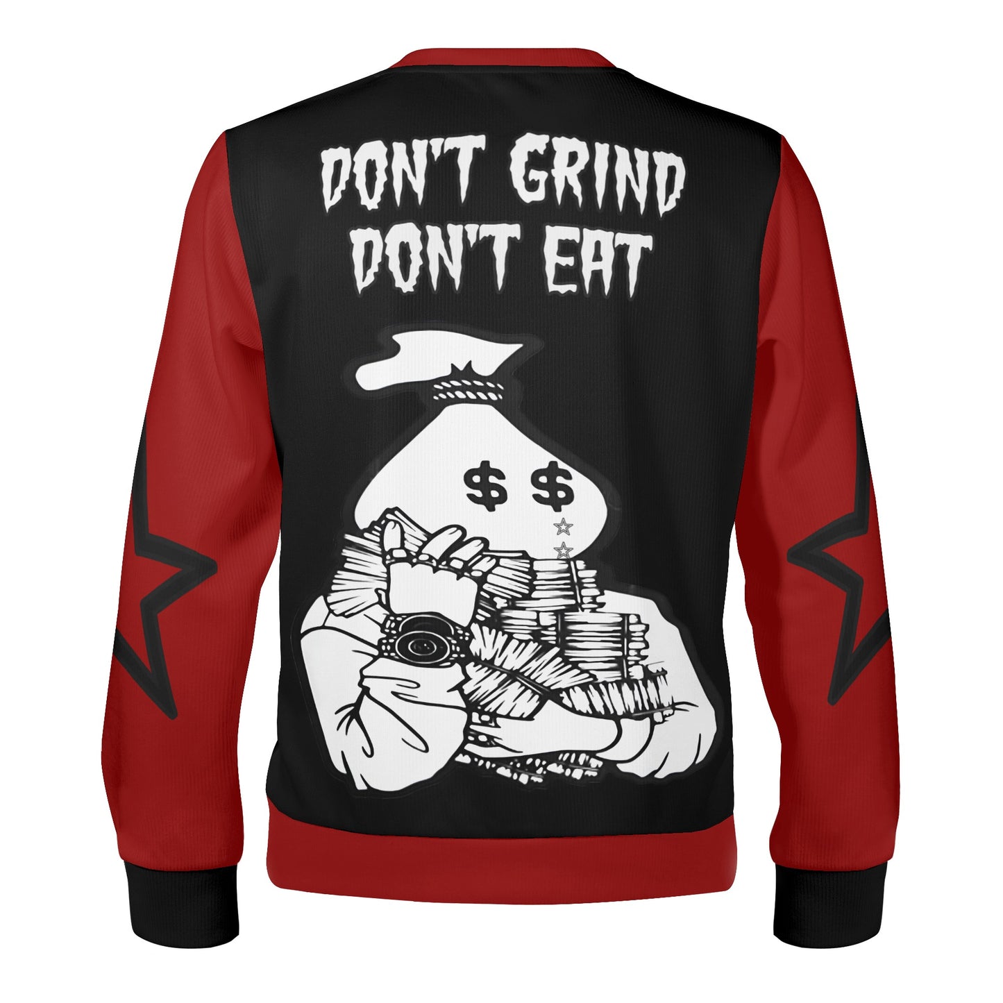 Money Man D.G.D.E (Dont Grind, Dont Eat) Black/Maroon Adult Crewneck Sweatshirt