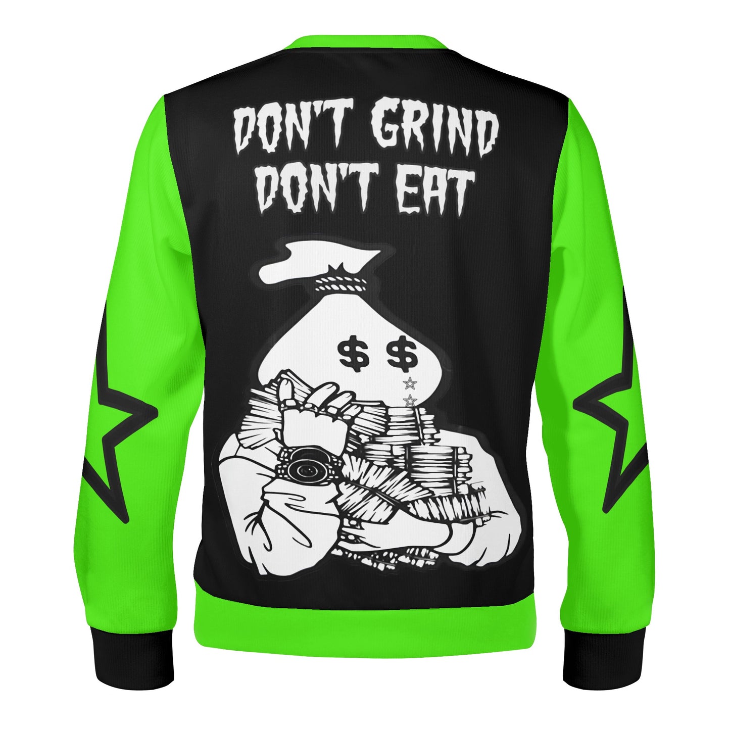 Money Man D.G.D.E (Dont Grind, Dont Eat) Black/GooGreen Adult Crewneck Sweatshirt