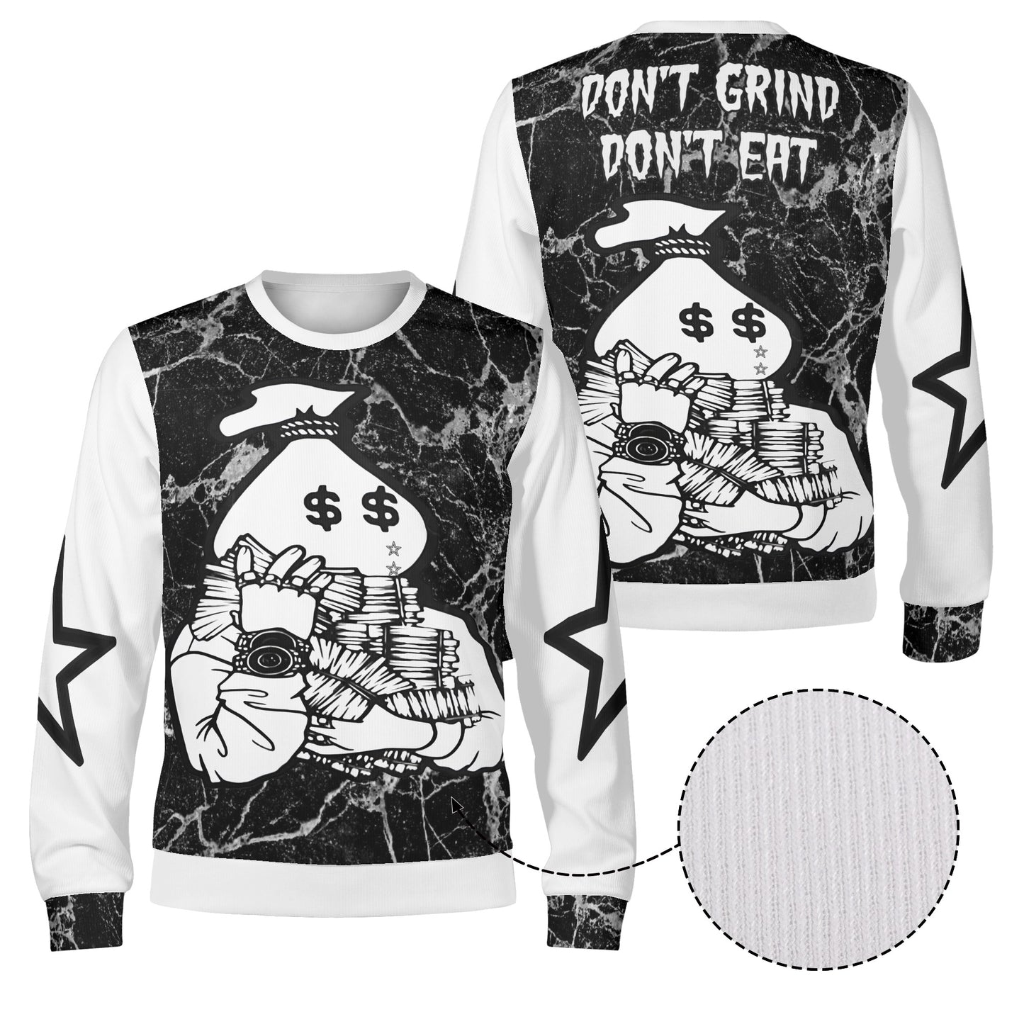 Money Man D.G.D.E (Dont Grind, Dont Eat) S.O.S Edition Black/White Adult Crewneck Sweatshirt