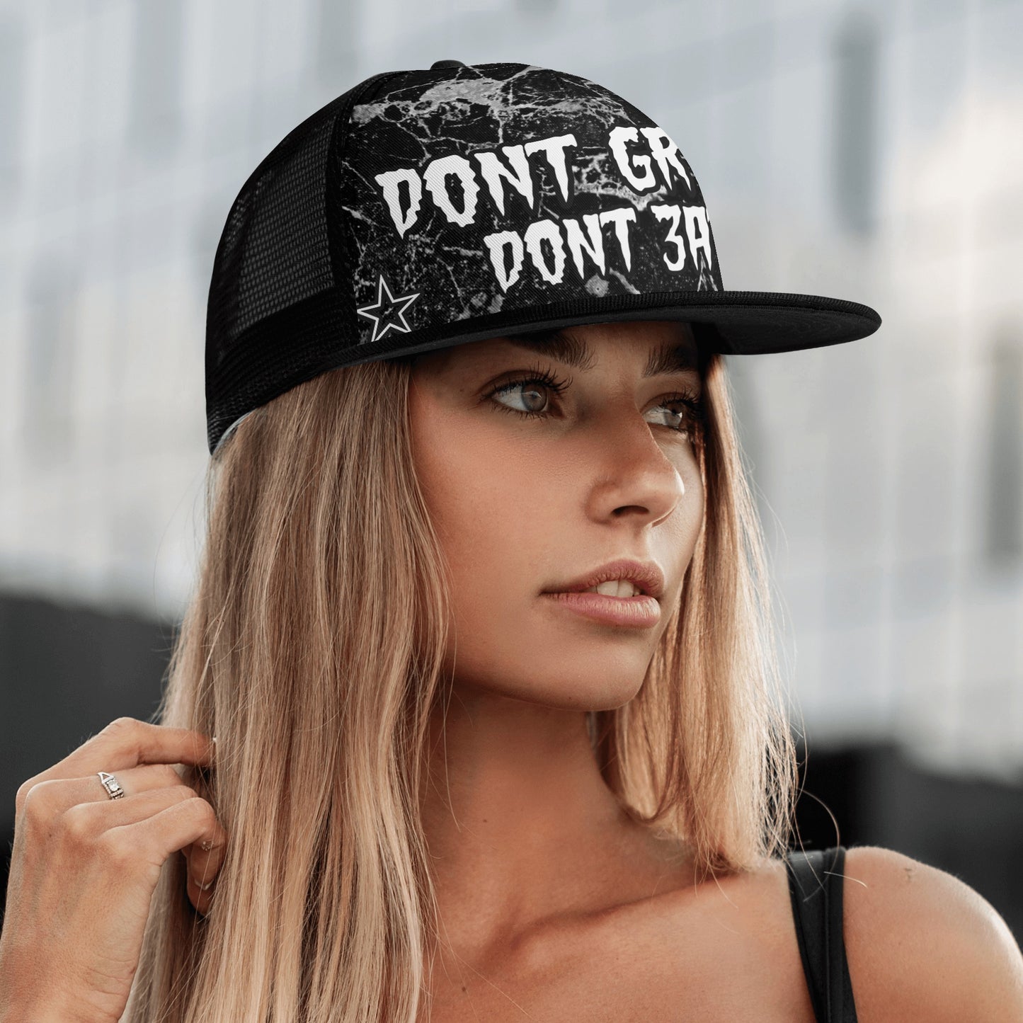 Money Man D.G.D.E (Dont Grind, Dont Eat) S.O.S Edition Black Snapback Trucker Hat