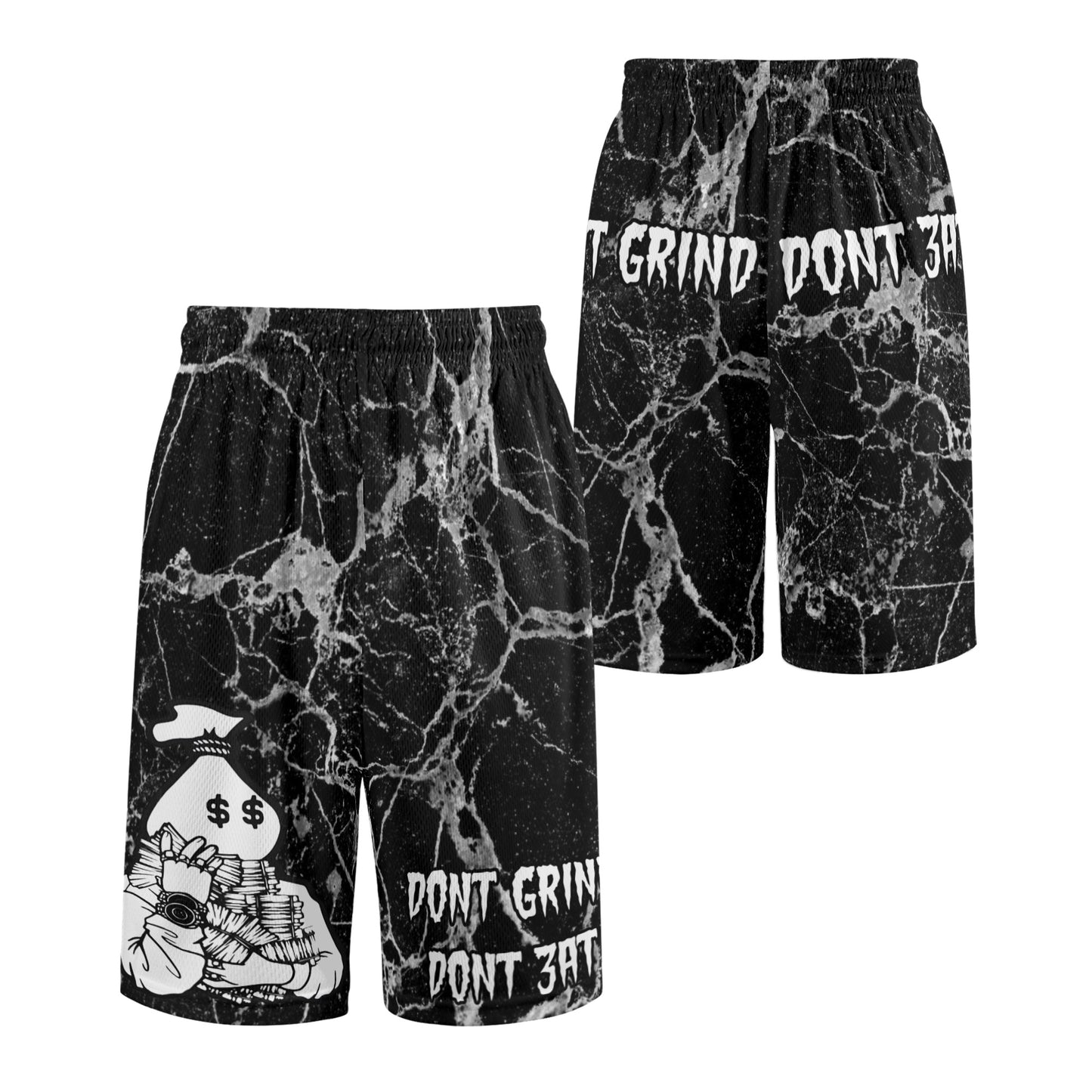 Money Man D.G.D.E (Dont Grind, Dont Eat) S.O.S Edition Mens Black Basketball Shorts