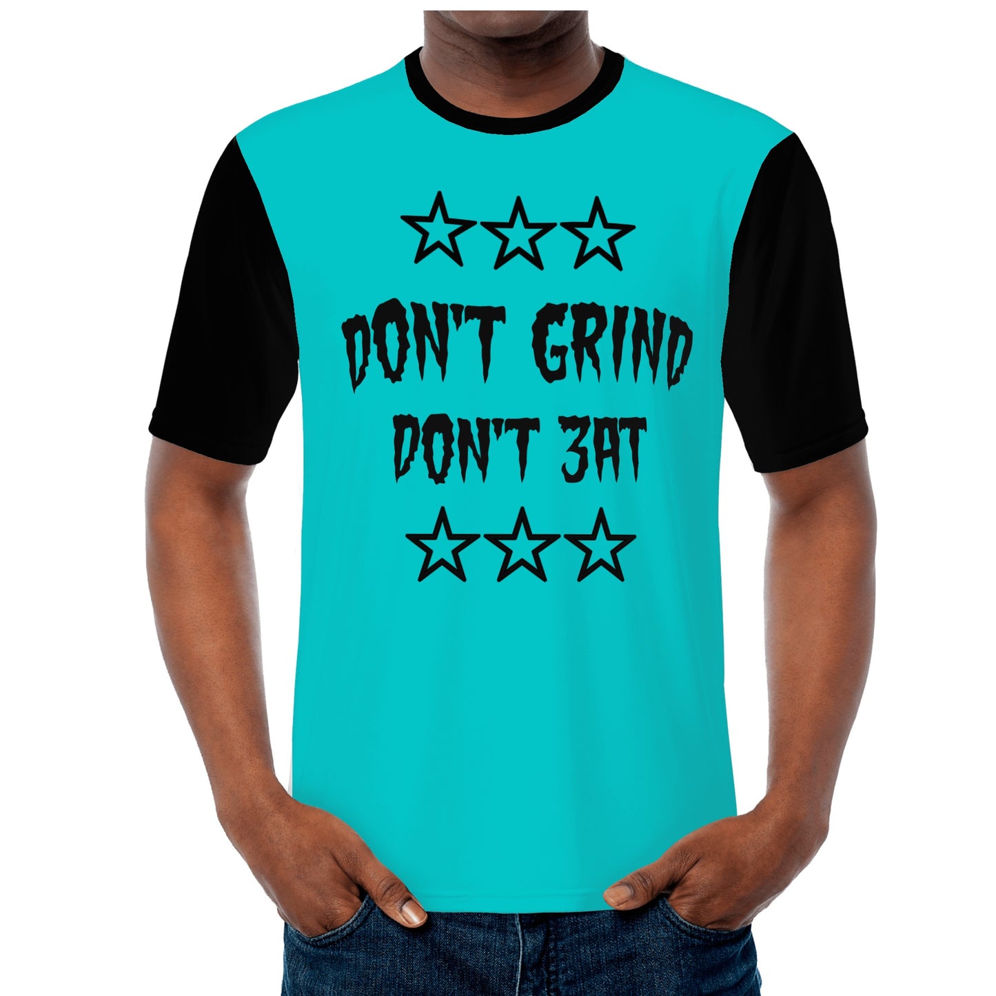 Money Man D.G.D.E (Dont Grind, Dont Eat) Mens Turquoise T-shirts