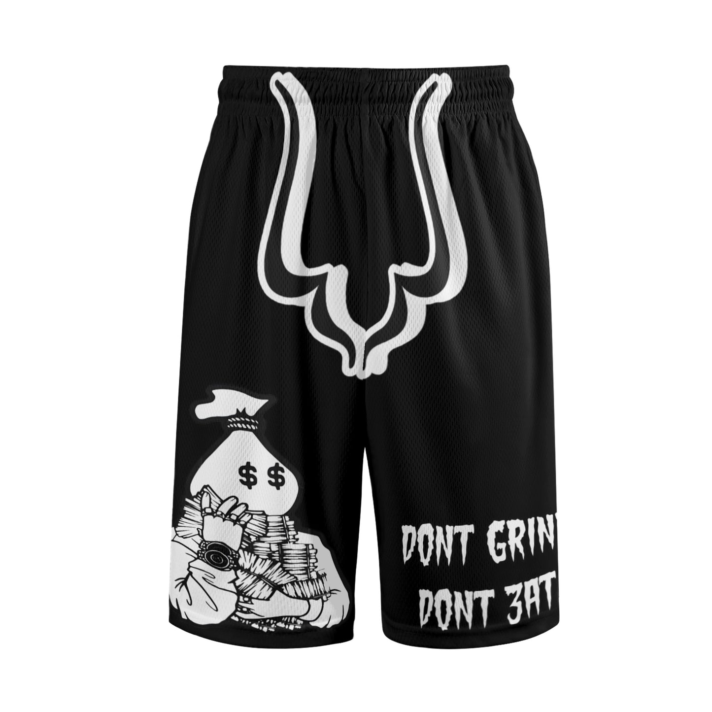 Money Man D.G.D.E (Dont Grind, Dont Eat) Mens Black Basketball Shorts