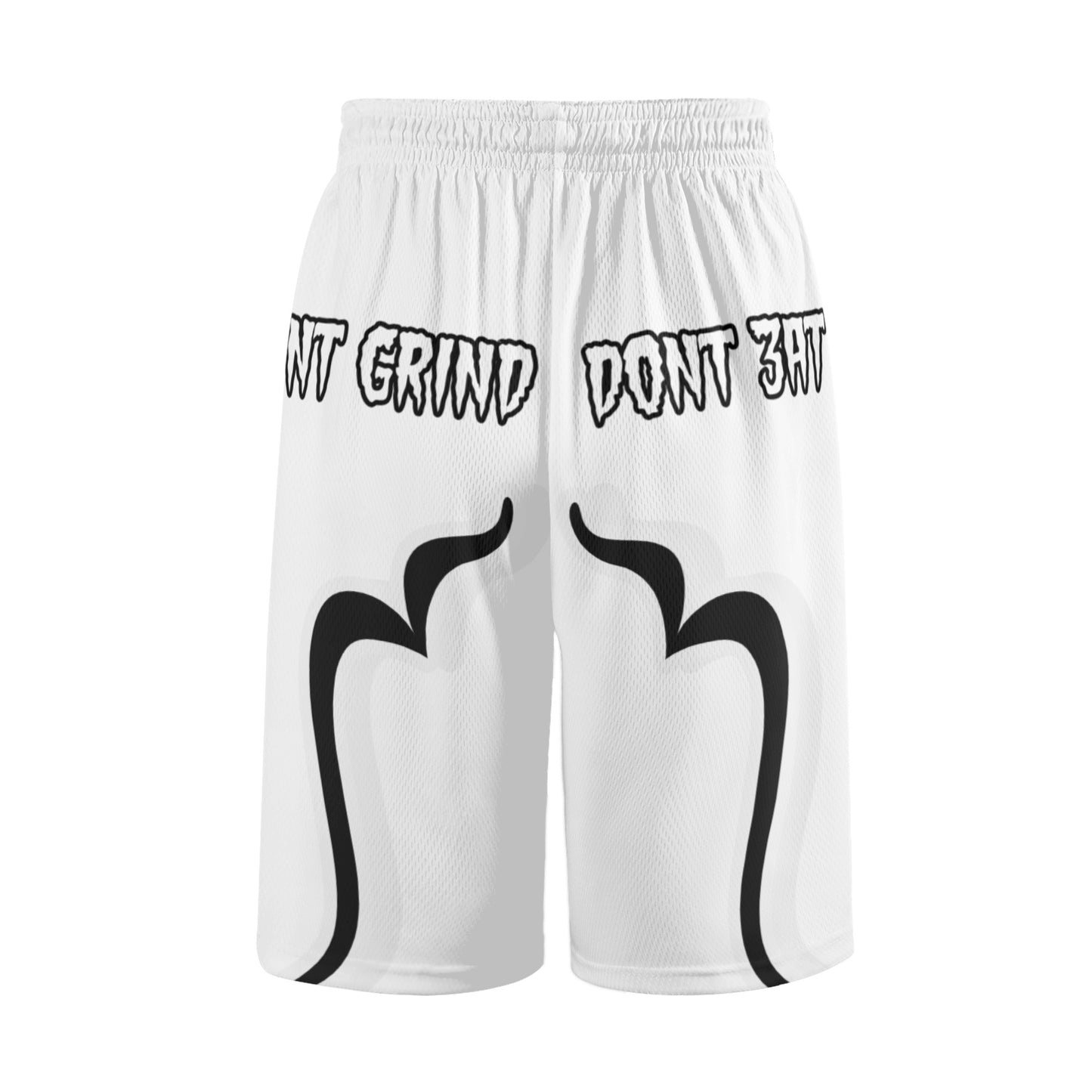 Money Man D.G.D.E (Dont Grind, Dont Eat) Mens White Basketball Shorts