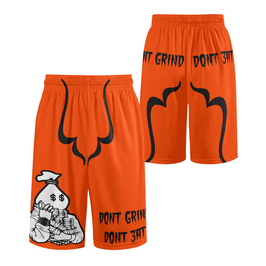 Money Man D.G.D.E (Dont Grind, Dont Eat) Mens Dark Orange Basketball Shorts