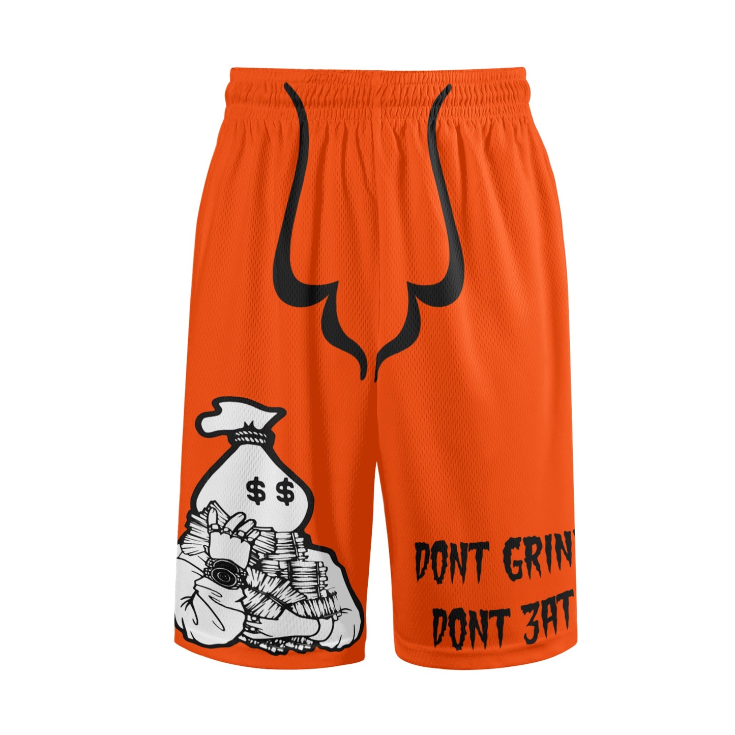 Money Man D.G.D.E (Dont Grind, Dont Eat) Mens Dark Orange Basketball Shorts