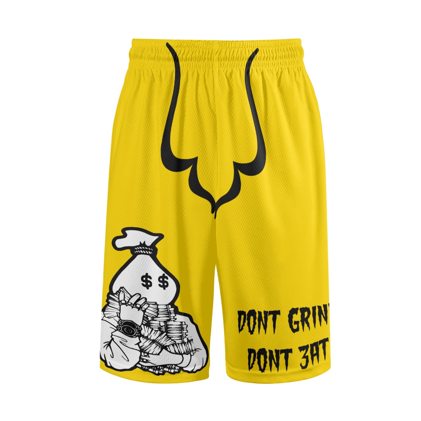 Money Man D.G.D.E (Dont Grind, Dont Eat) Mens Gold Basketball Shorts