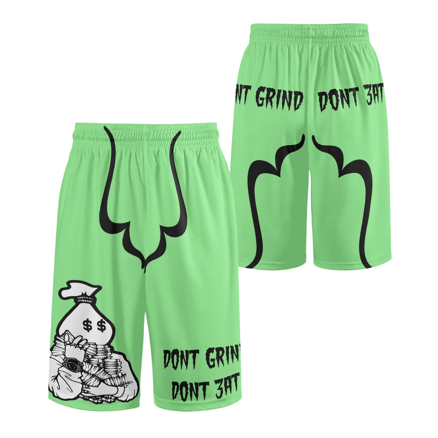 Money Man D.G.D.E (Dont Grind, Dont Eat) Mens Mint Green Basketball Shorts