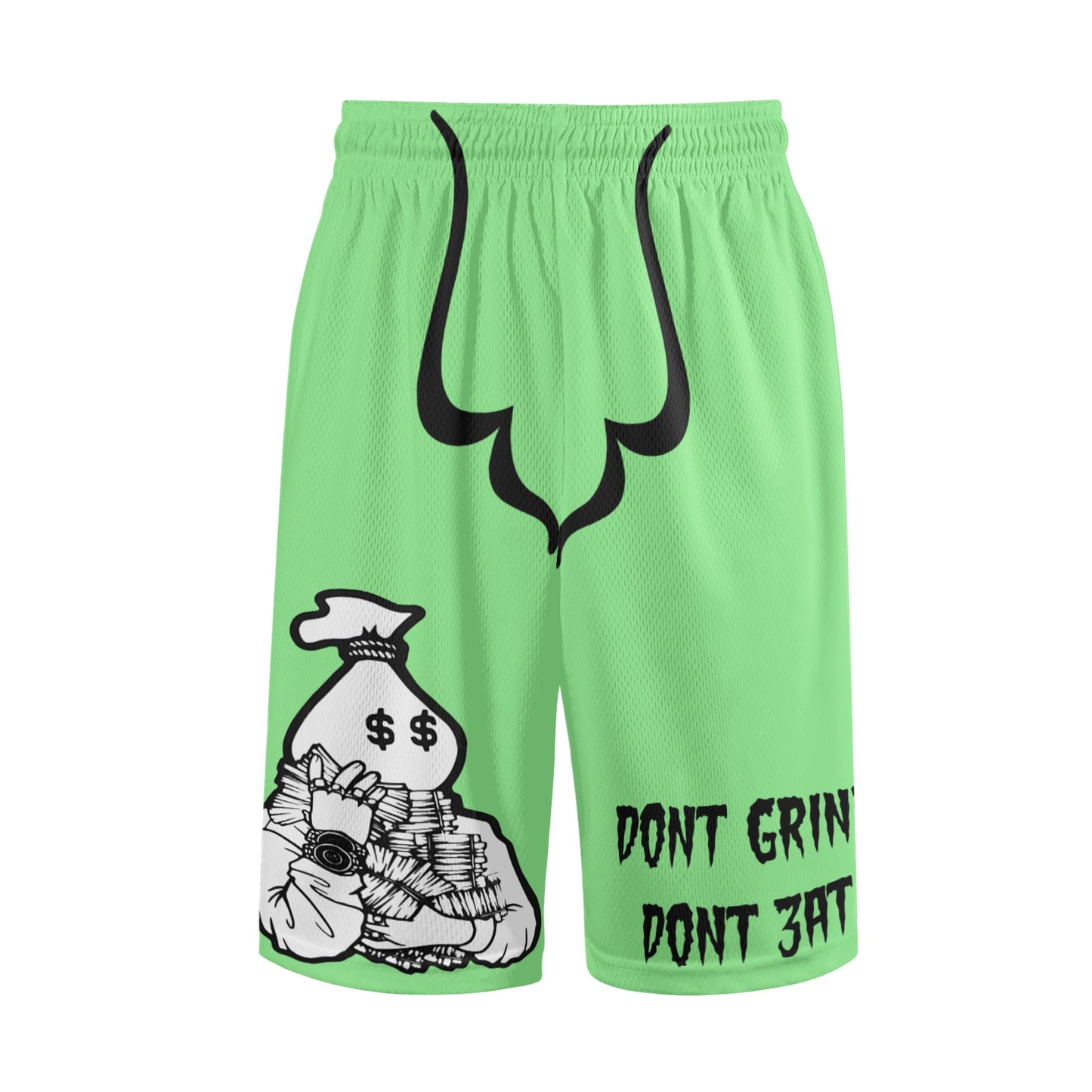 Money Man D.G.D.E (Dont Grind, Dont Eat) Mens Mint Green Basketball Shorts