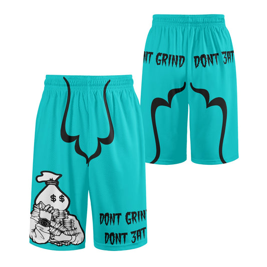 Money Man D.G.D.E (Dont Grind, Dont Eat) Mens Turquoise Basketball Shorts