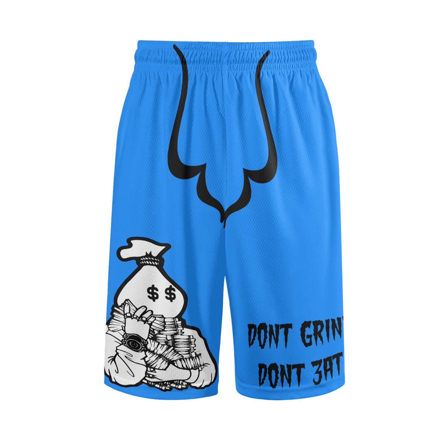 Money Man D.G.D.E (Dont Grind, Dont Eat) Mens Blue Basketball Shorts