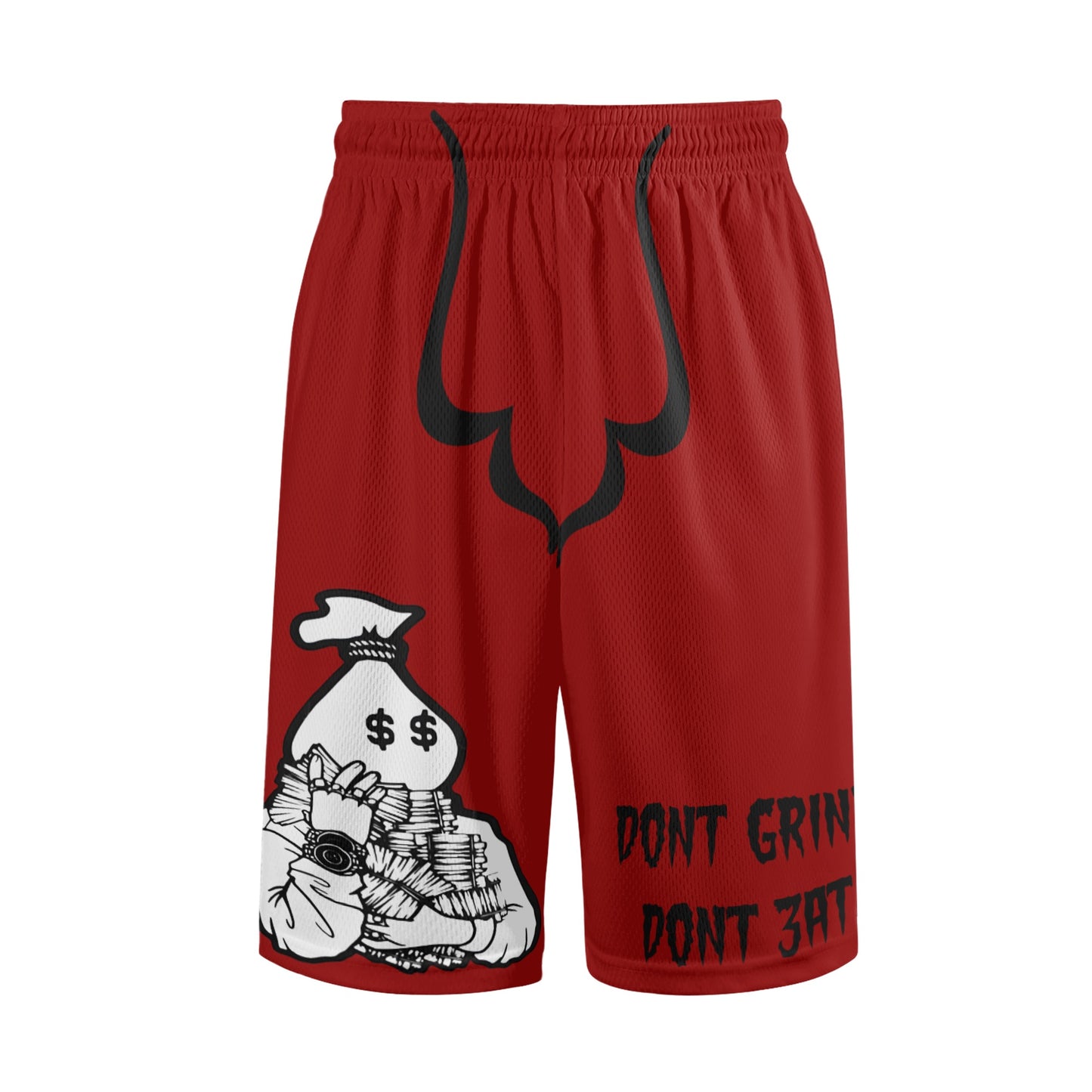 Money Man D.G.D.E (Dont Grind, Dont Eat) Mens Maroon Basketball Shorts