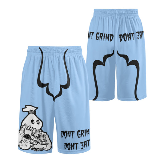 Money Man D.G.D.E (Dont Grind, Dont Eat) Mens Sky Blue Basketball Shorts