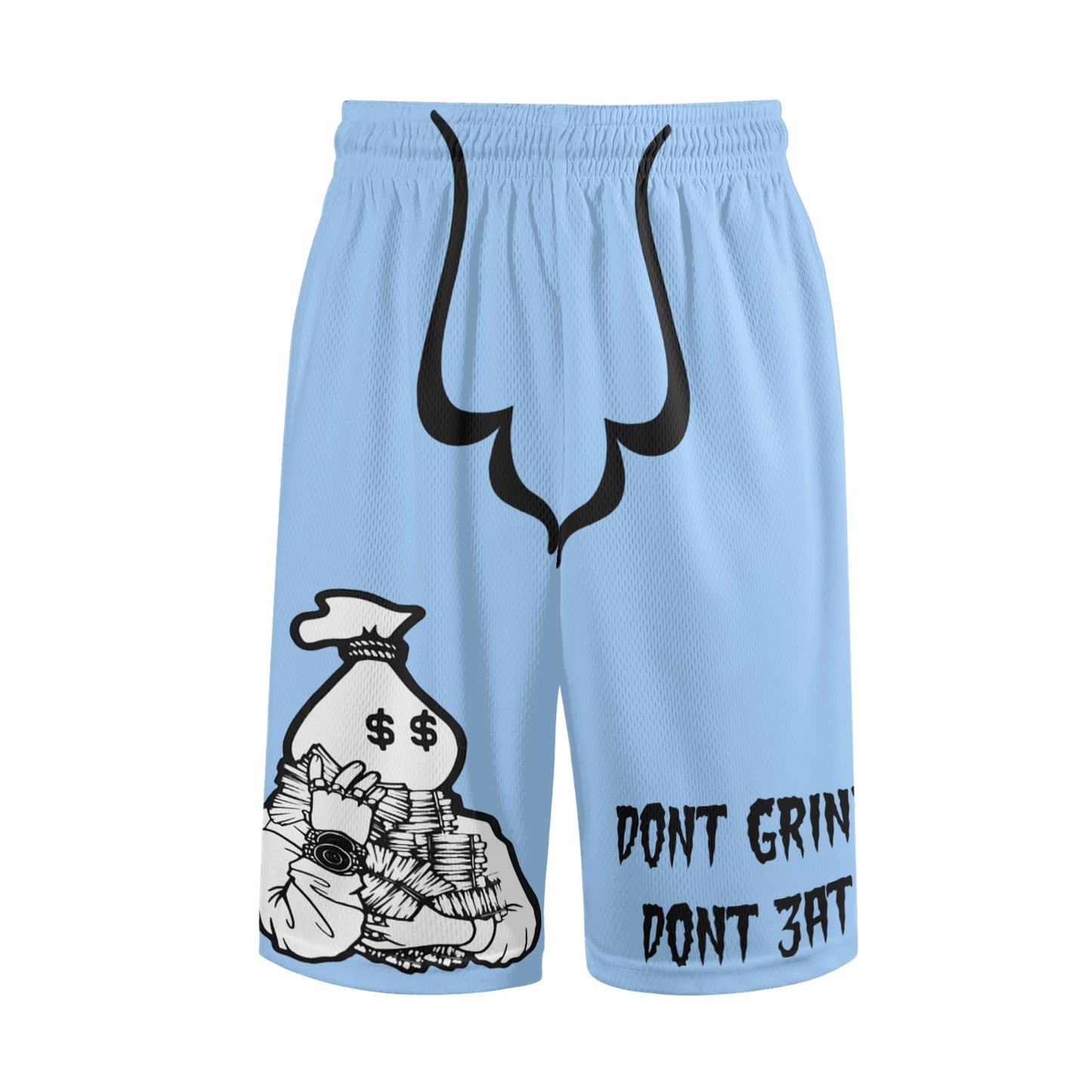 Money Man D.G.D.E (Dont Grind, Dont Eat) Mens Sky Blue Basketball Shorts