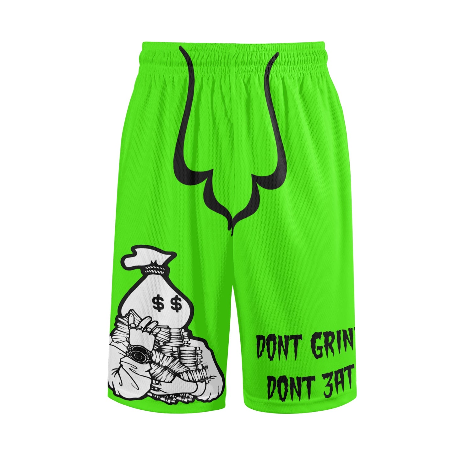 Money Man D.G.D.E (Dont Grind, Dont Eat) Mens Goo Green Basketball Shorts