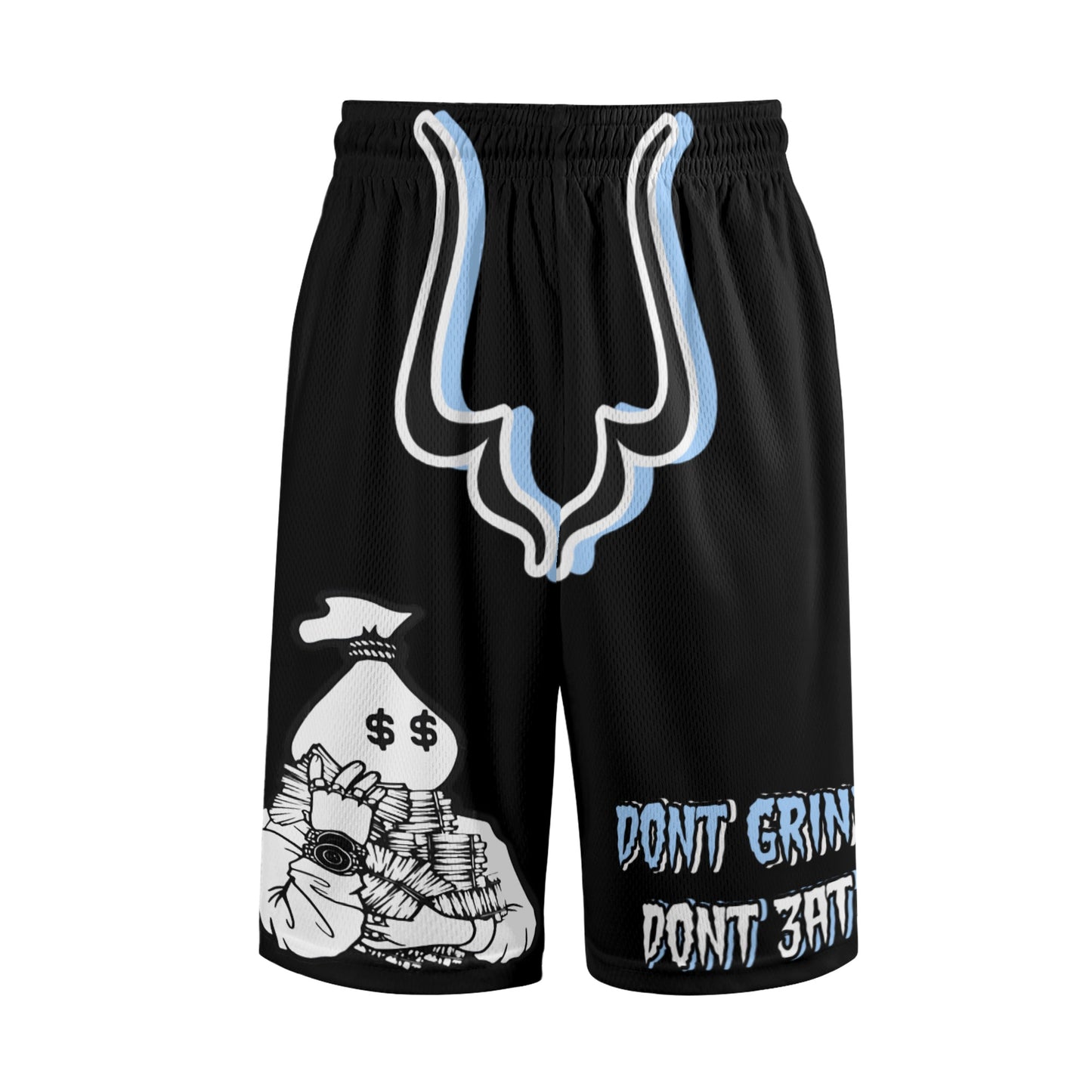 Money Man D.G.D.E (Dont Grind, Dont Eat) Mens Black Basketball Shorts