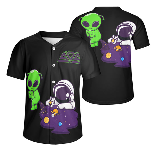 Space Aliens Mens Black Short Sleeve Baseball Jersey