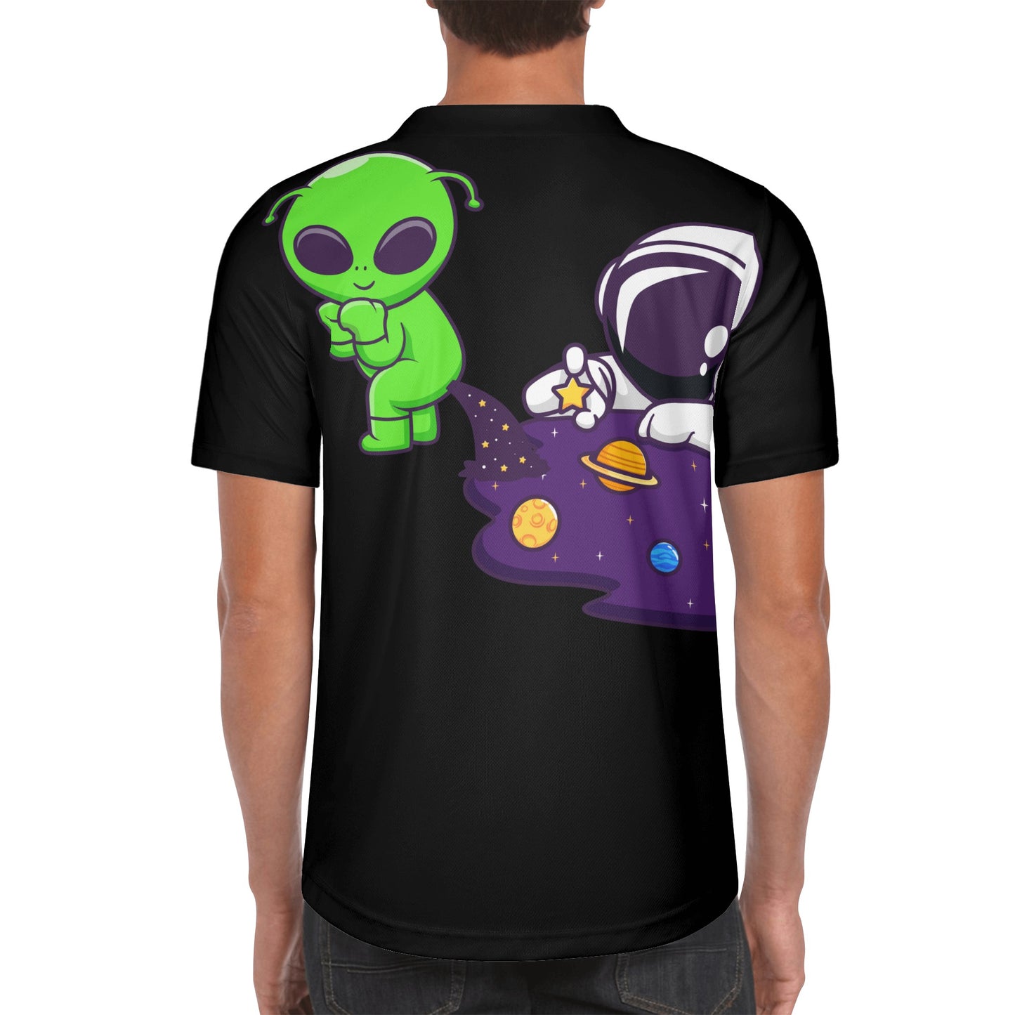 Space Aliens Mens Black Short Sleeve Baseball Jersey