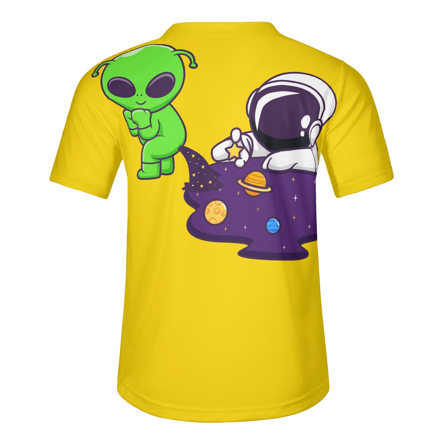 Space Aliens Mens Gold Short Sleeve Baseball Jersey