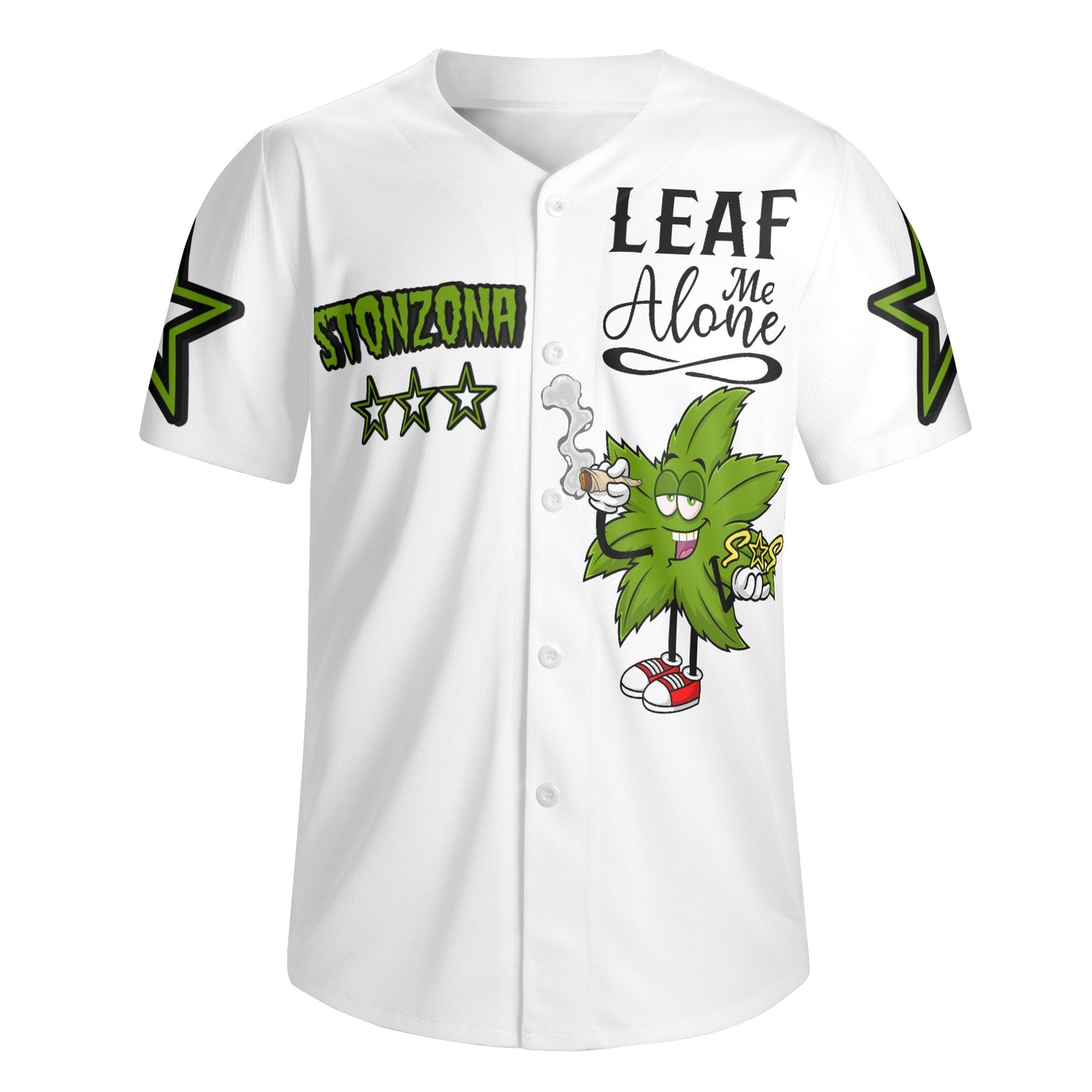 Leaf Me Alone 2.0 4/20 StonZona Edition Mens White Short Sleeve Baseball Jersey