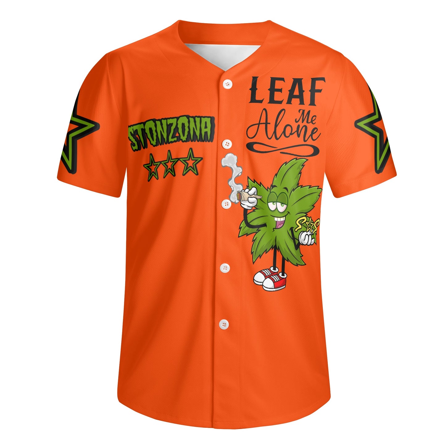 Leaf Me Alone 2.0 4/20 StonZona Edition Mens Dark Orange Short Sleeve Baseball Jersey