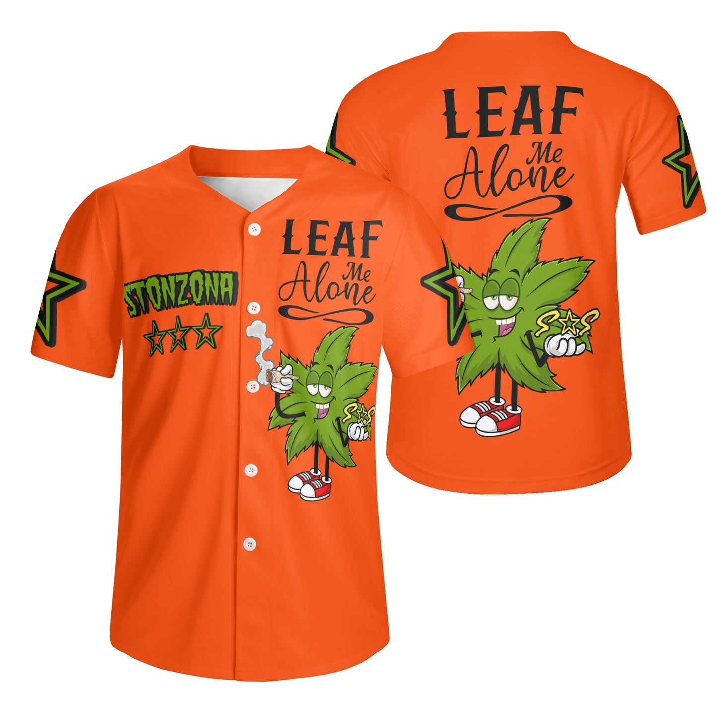 Leaf Me Alone 2.0 4/20 StonZona Edition Mens Dark Orange Short Sleeve Baseball Jersey