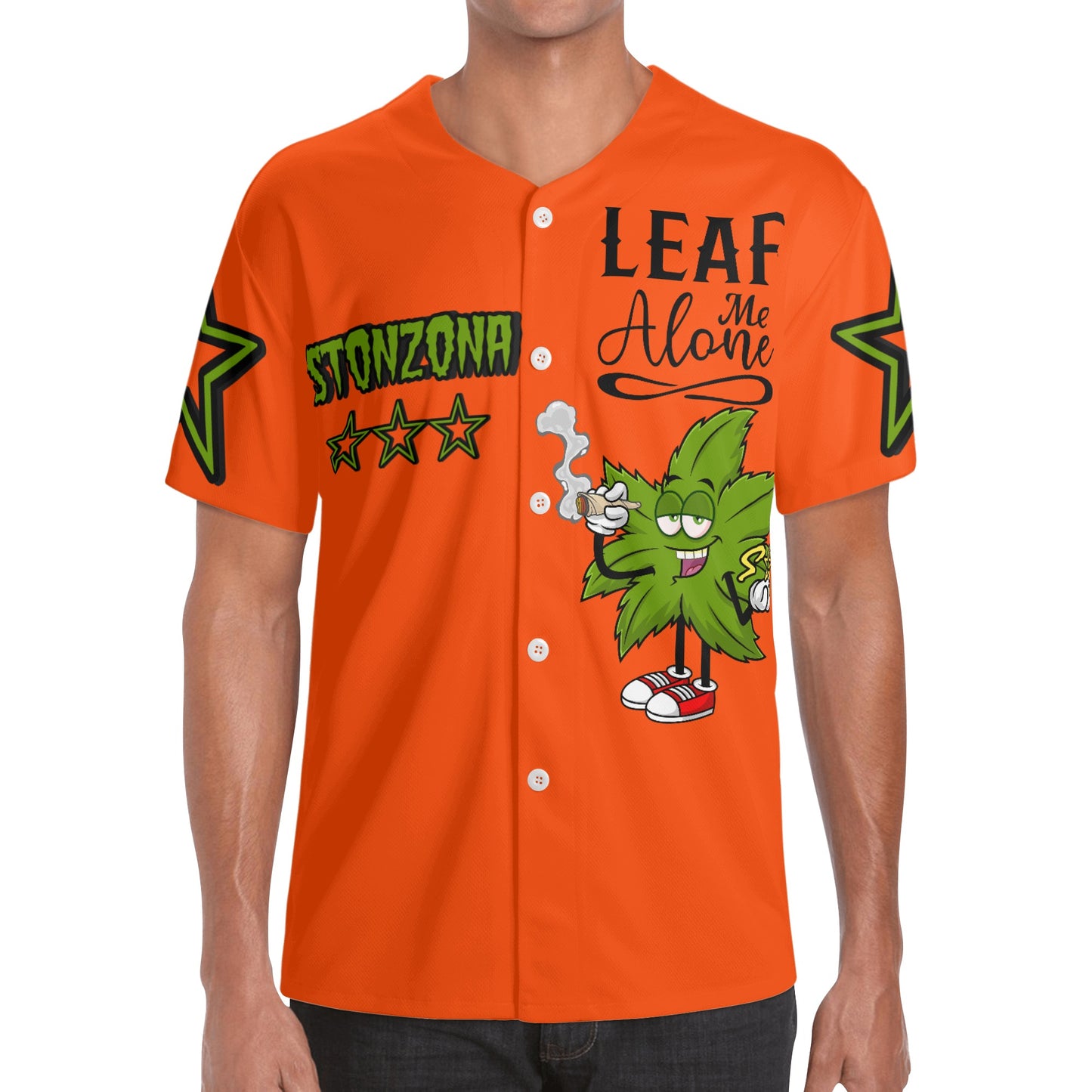 Leaf Me Alone 2.0 4/20 StonZona Edition Mens Dark Orange Short Sleeve Baseball Jersey