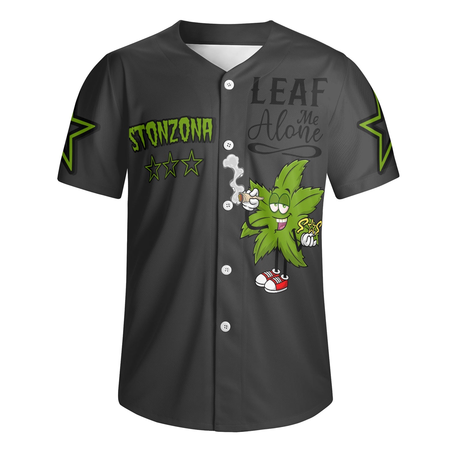 Leaf Me Alone 2.0 4/20 StonZona Edition Mens Smoke Black Short Sleeve Baseball Jersey