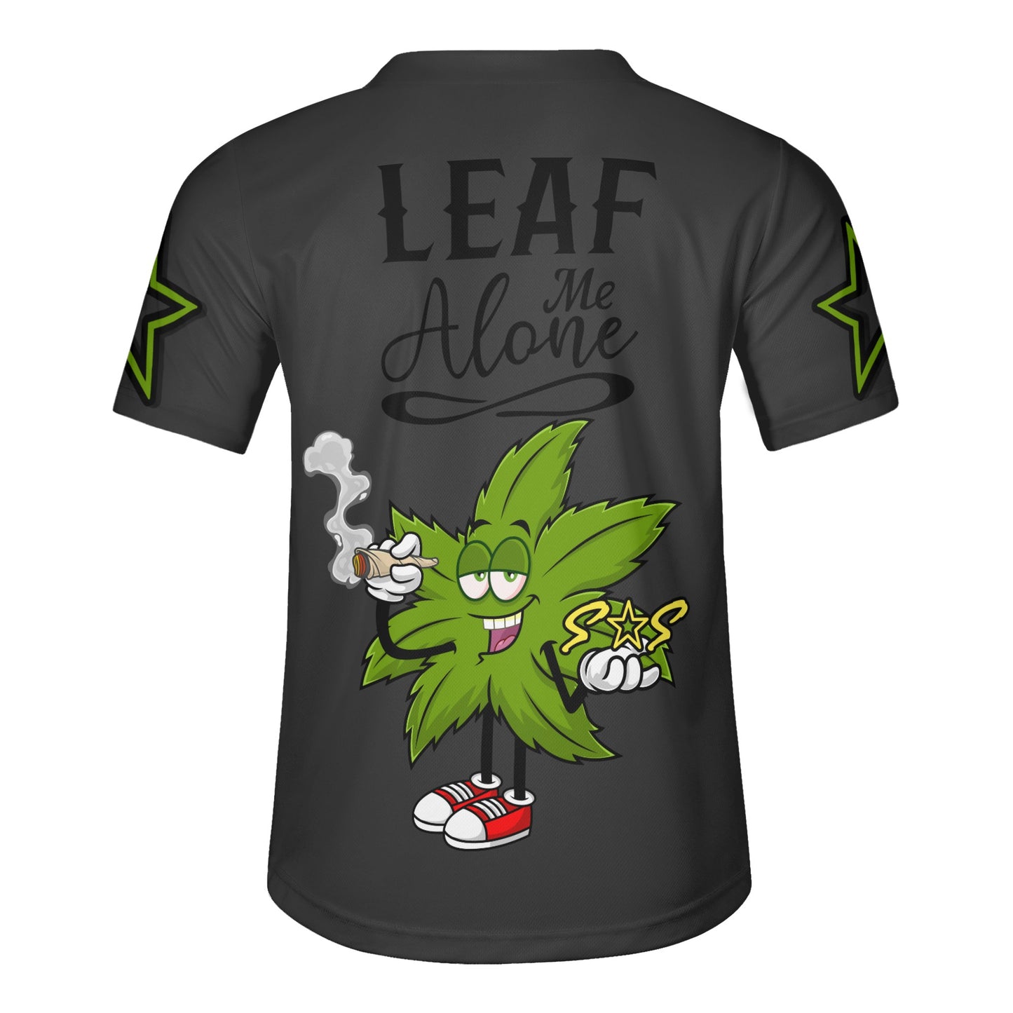 Leaf Me Alone 2.0 4/20 StonZona Edition Mens Smoke Black Short Sleeve Baseball Jersey