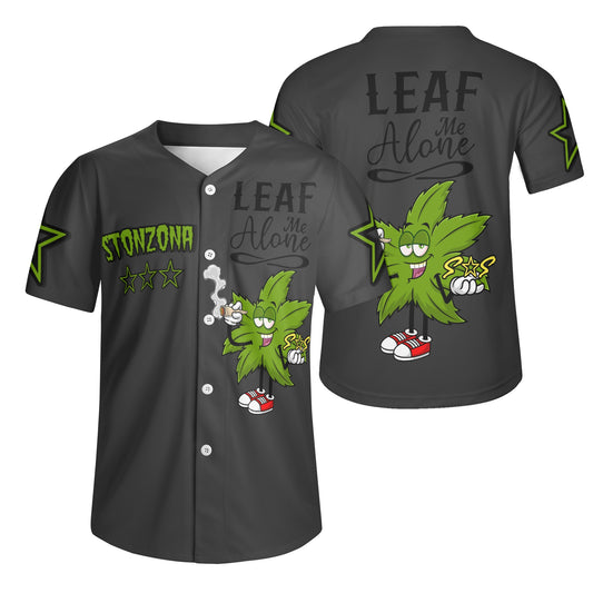 Leaf Me Alone 2.0 4/20 StonZona Edition Mens Smoke Black Short Sleeve Baseball Jersey