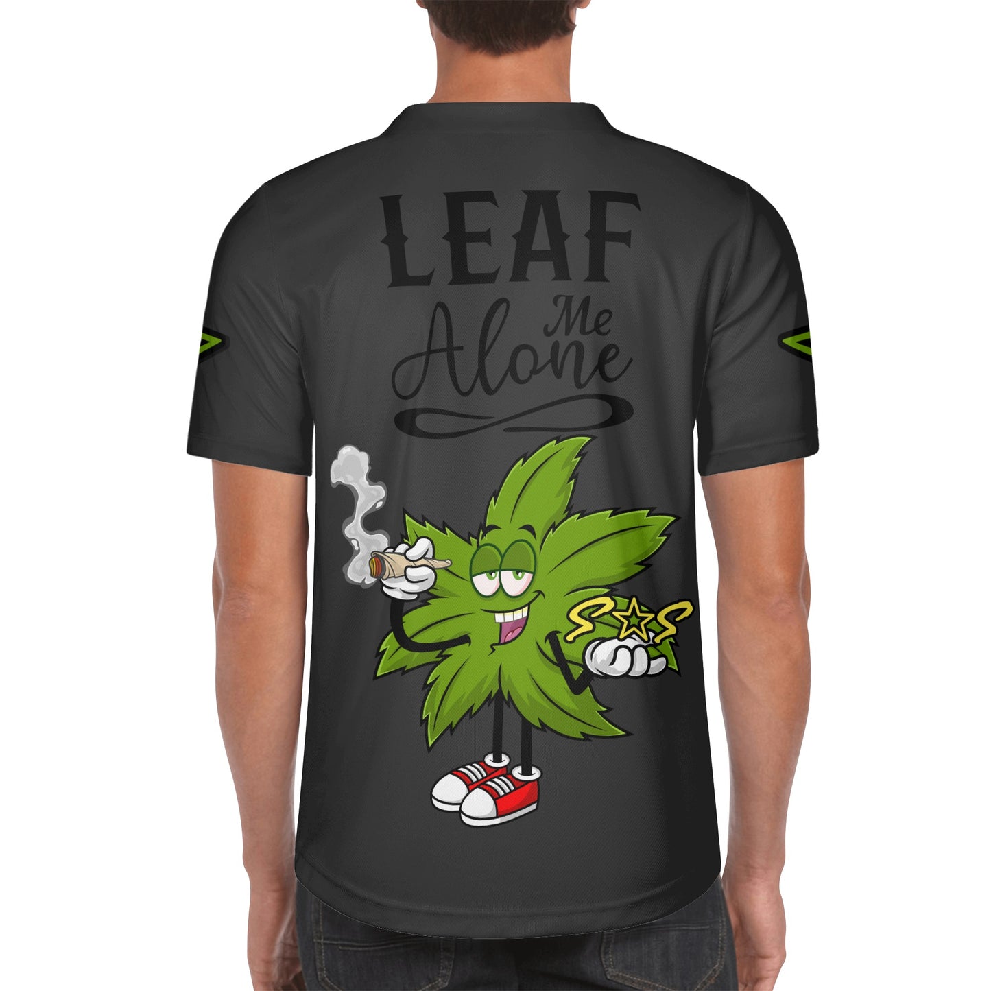 Leaf Me Alone 2.0 4/20 StonZona Edition Mens Smoke Black Short Sleeve Baseball Jersey