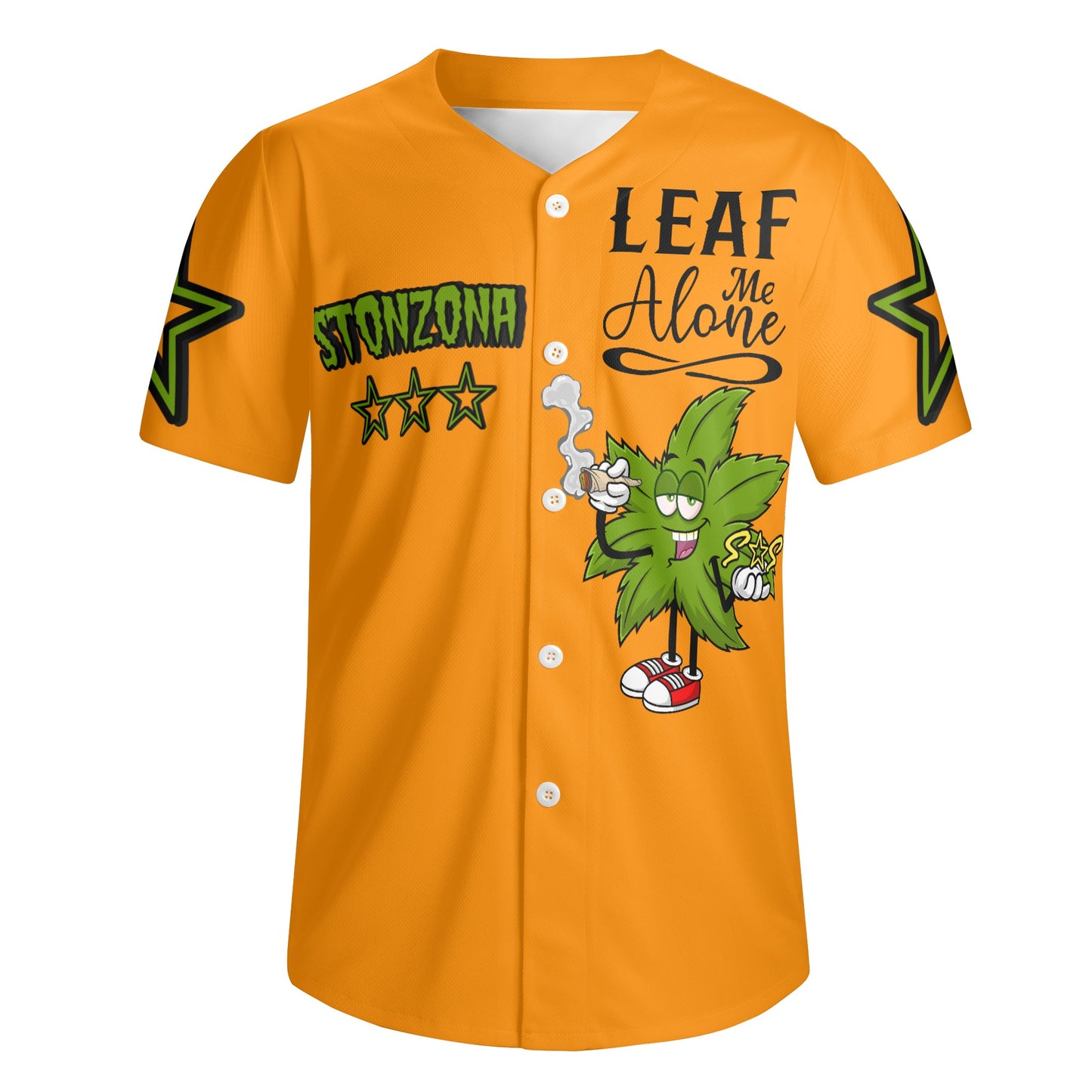 Leaf Me Alone 2.0 4/20 StonZona Edition Mens Orange Short Sleeve Baseball Jersey