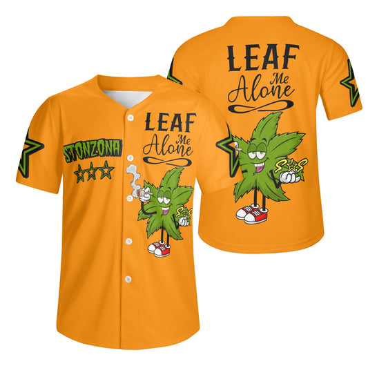 Leaf Me Alone 2.0 4/20 StonZona Edition Mens Orange Short Sleeve Baseball Jersey