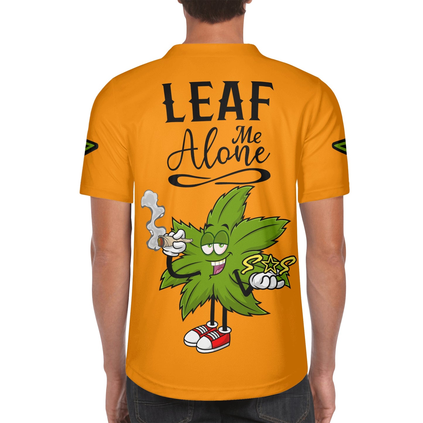 Leaf Me Alone 2.0 4/20 StonZona Edition Mens Orange Short Sleeve Baseball Jersey