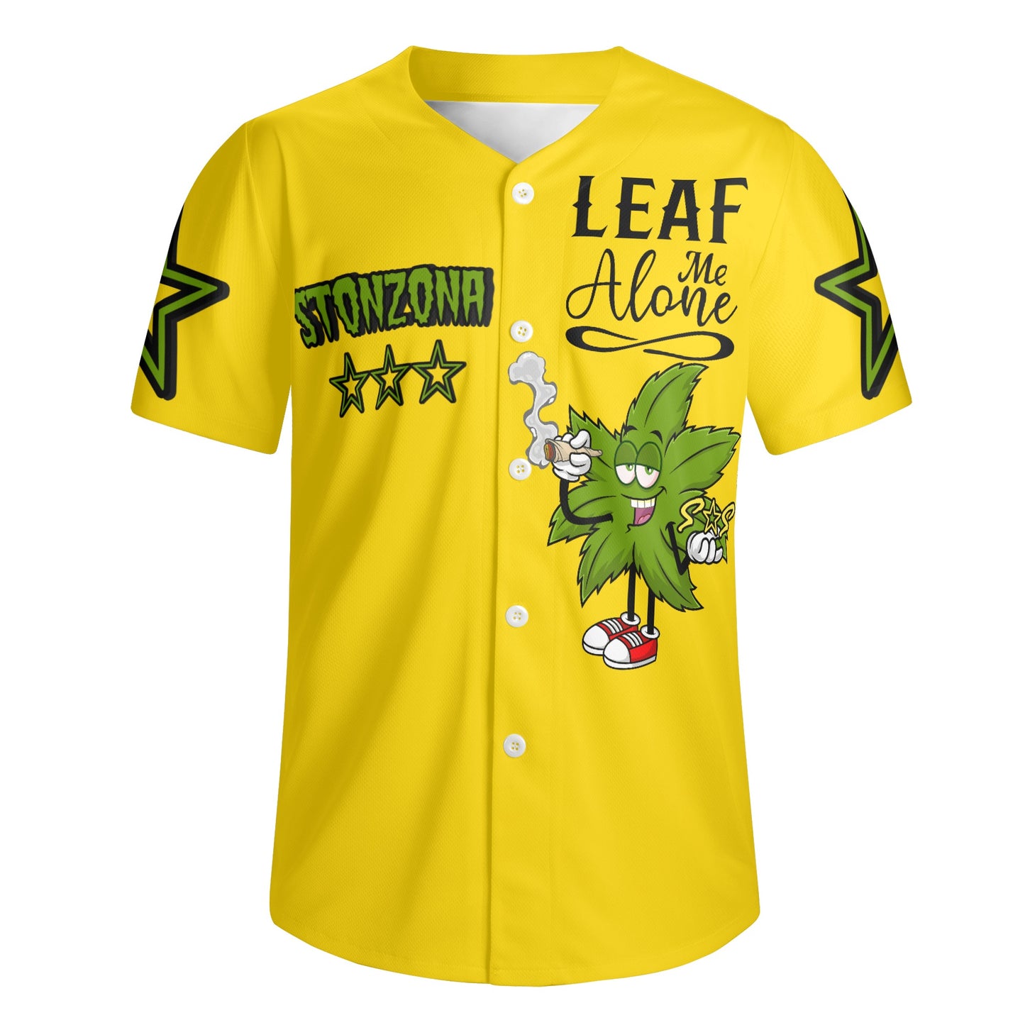 Leaf Me Alone 2.0 4/20 StonZona Edition Mens Gold Short Sleeve Baseball Jersey