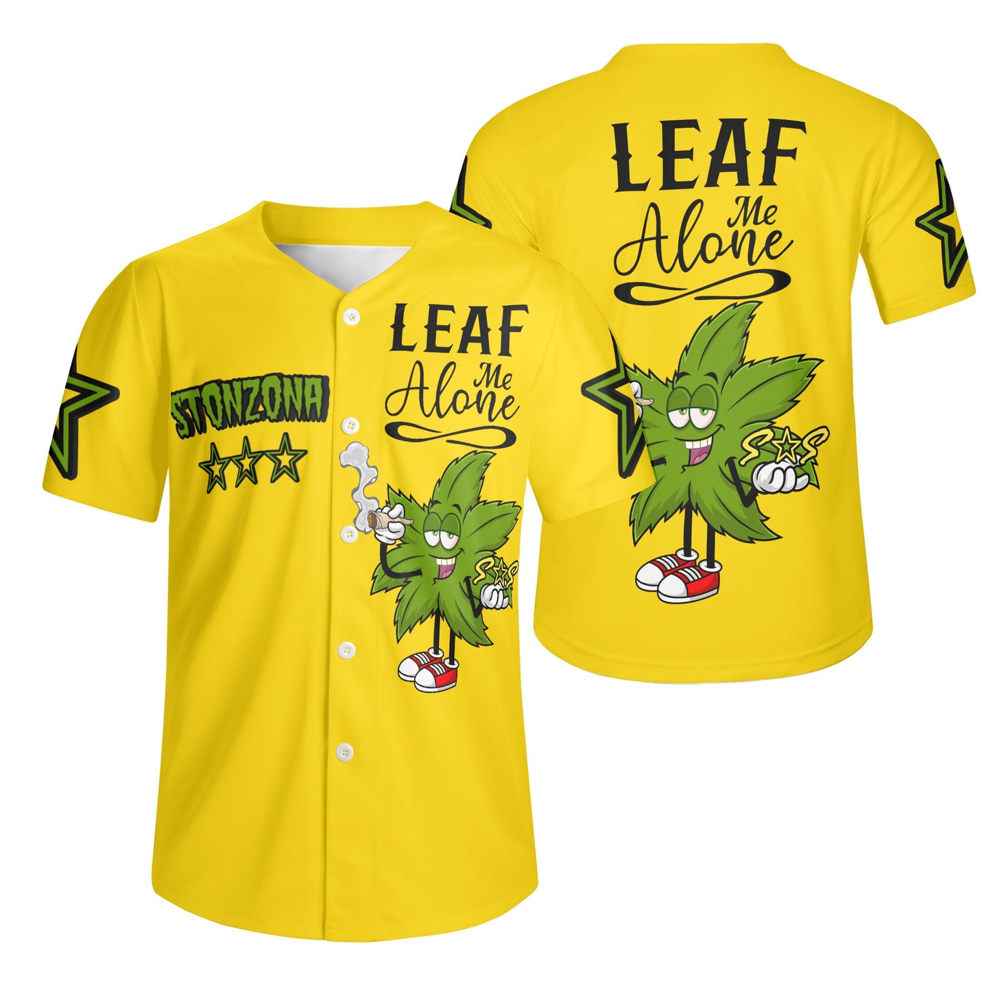 Leaf Me Alone 2.0 4/20 StonZona Edition Mens Gold Short Sleeve Baseball Jersey