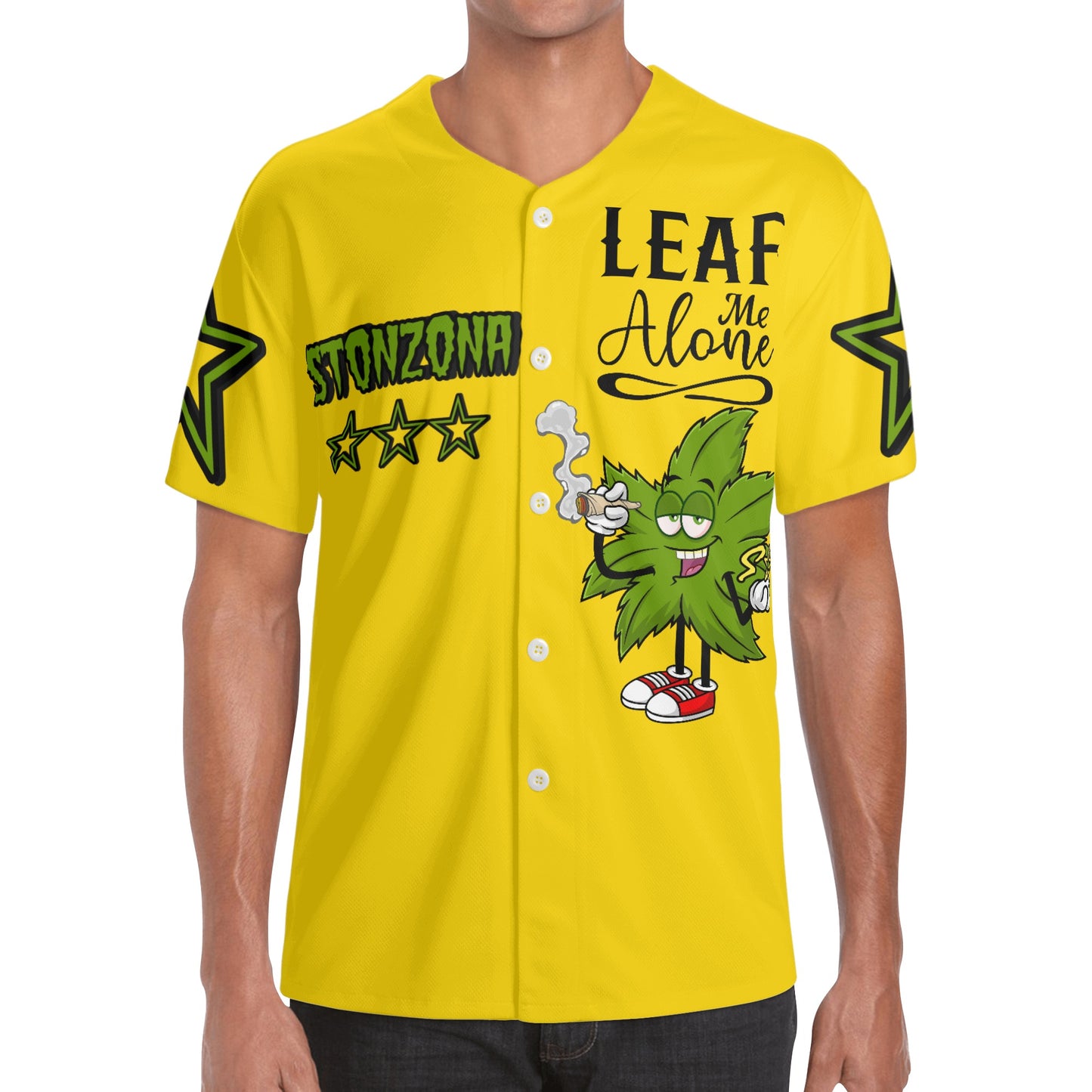 Leaf Me Alone 2.0 4/20 StonZona Edition Mens Gold Short Sleeve Baseball Jersey