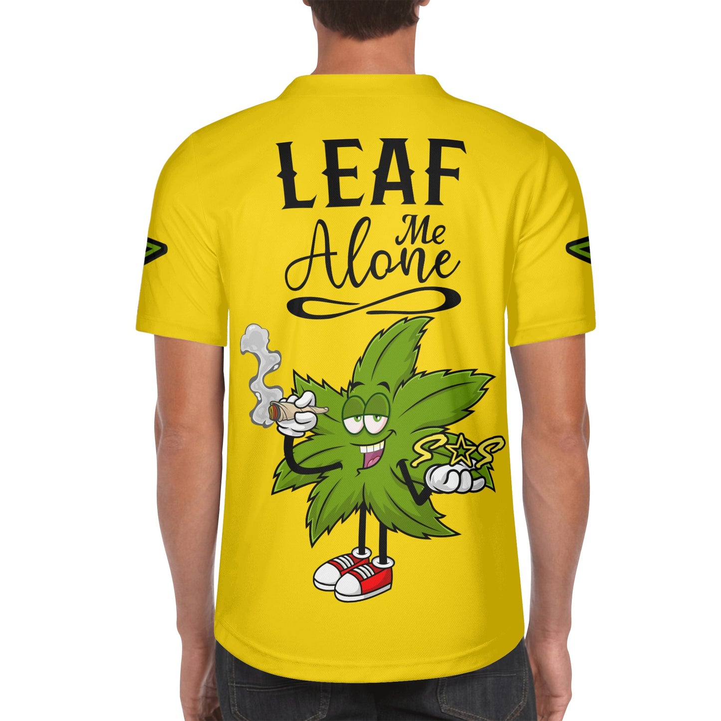 Leaf Me Alone 2.0 4/20 StonZona Edition Mens Gold Short Sleeve Baseball Jersey