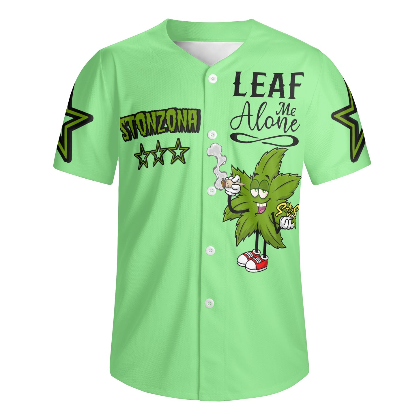 Leaf Me Alone 2.0 4/20 StonZona Edition Mens Mint Green Short Sleeve Baseball Jersey